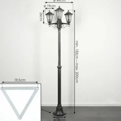 Luminaires Rustiques-hofstein Réverbère Loria Noir, Argenté, 3 lumières