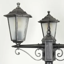 Luminaires Rustiques-hofstein Réverbère Loria Noir, Argenté, 3 lumières