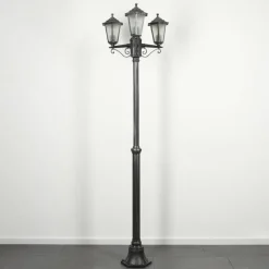 Luminaires Rustiques-hofstein Réverbère Loria Noir, Argenté, 3 lumières