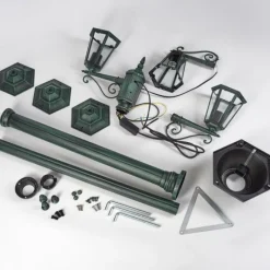 Luminaires Rustiques-hofstein Réverbère Loria Vert, Noir, 3 lumières