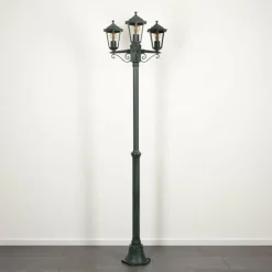 Luminaires Rustiques-hofstein Réverbère Loria Vert, Noir, 3 lumières