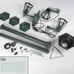 Luminaires Rustiques-hofstein Réverbère Loria Vert, Noir, 3 lumières