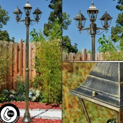 Luminaires Rustiques-hofstein Réverbère Naofe Brun, Or, Noir, 3 lumières