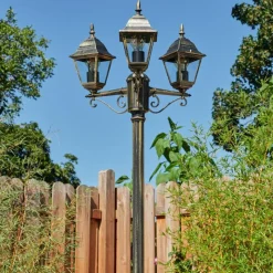 Luminaires Rustiques-hofstein Réverbère Naofe Brun, Or, Noir, 3 lumières