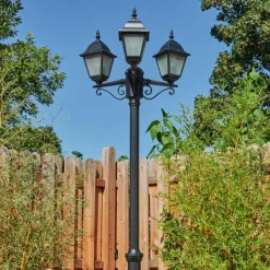 hofstein Réverbère Naofe Noir, 3 lumières