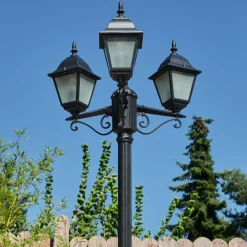 hofstein Réverbère Naofe Noir, 3 lumières