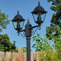 Luminaires Rustiques-hofstein Réverbère Naofe Noir, 2 lumières