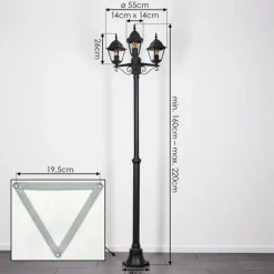 Luminaires Rustiques-hofstein Réverbère Naofe Noir, 3 lumières