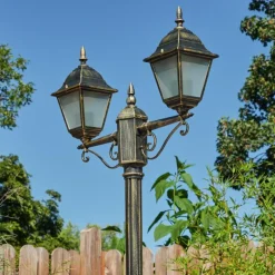 Lampes Dorées-hofstein Réverbère Naofe Or, Noir, 2 lumières