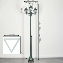 hofstein Réverbère Naofe Vert, Noir, 3 lumières