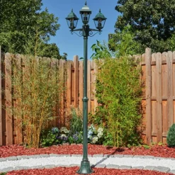 Luminaires Rustiques-hofstein Réverbère Naofe Vert, Noir, 3 lumières