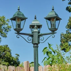 Luminaires Rustiques-hofstein Réverbère Naofe Vert, Noir, 3 lumières