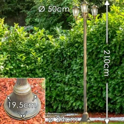 Luminaires Rustiques-hofstein Réverbère NATAL FROST Noir doré, 3 lumières