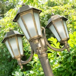 Luminaires Rustiques-hofstein Réverbère NATAL FROST Noir doré, 3 lumières