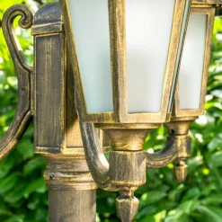 Luminaires Rustiques-hofstein Réverbère NATAL FROST Noir doré, 3 lumières