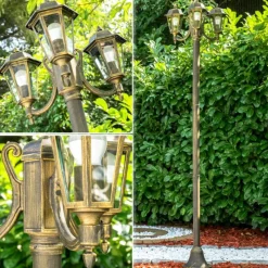Luminaires Rustiques-hofstein Réverbère NATAL Noir doré, 3 lumières