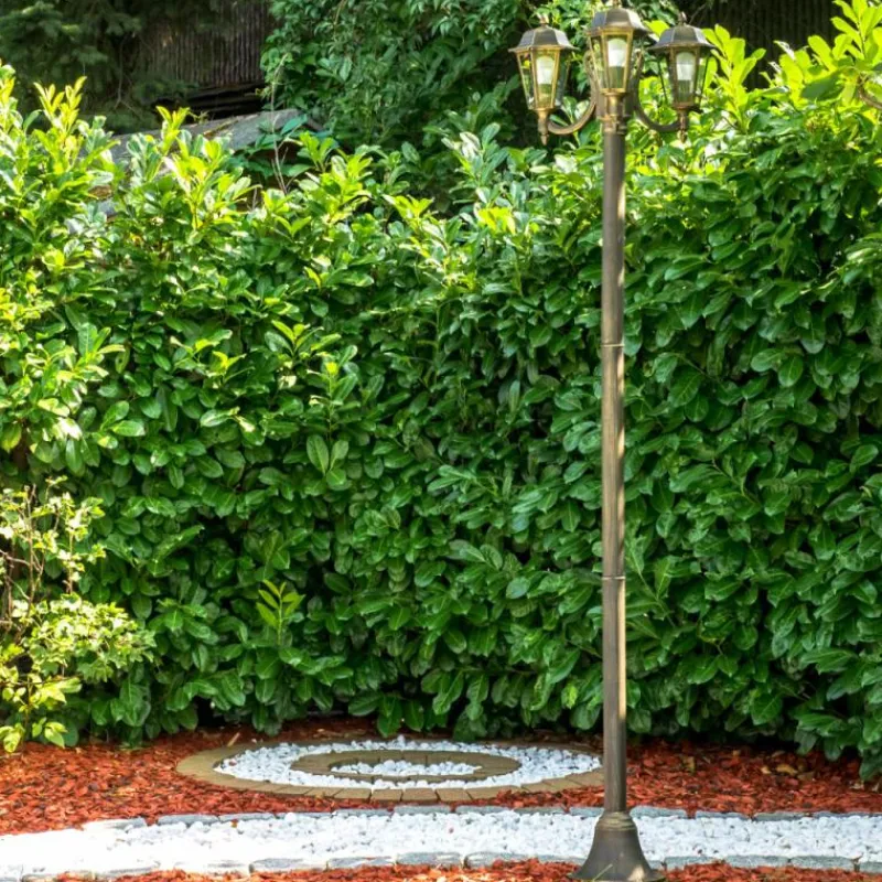 Luminaires Rustiques-hofstein Réverbère NATAL Noir doré, 3 lumières