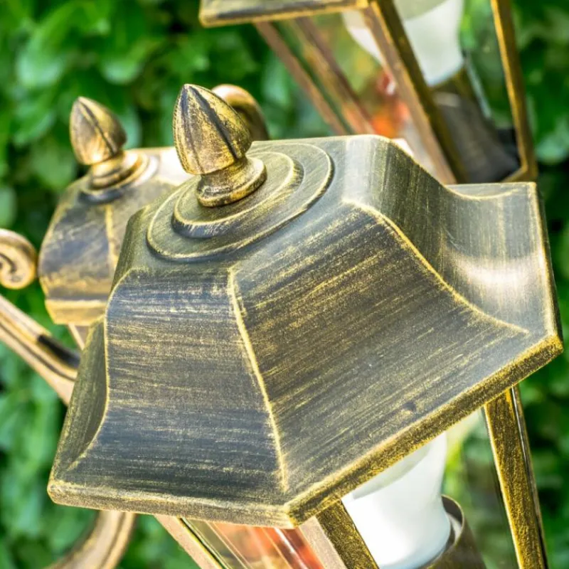 Luminaires Rustiques-hofstein Réverbère NATAL Noir doré, 3 lumières