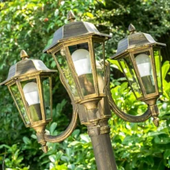 Luminaires Rustiques-hofstein Réverbère NATAL Noir doré, 3 lumières