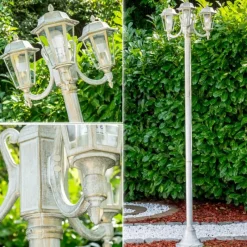 Luminaires Rustiques-hofstein Réverbère NATAL Or, Blanc, 3 lumières