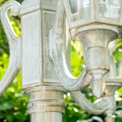 Luminaires Rustiques-hofstein Réverbère NATAL Or, Blanc, 3 lumières