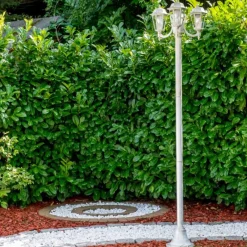 Luminaires Rustiques-hofstein Réverbère NATAL Or, Blanc, 3 lumières