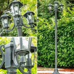 Luminaires Rustiques-hofstein Réverbère NATAL Vert, Noir, 3 lumières