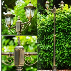 Luminaires Rustiques-hofstein Réverbère Ribadeo Noir doré, 2 lumières