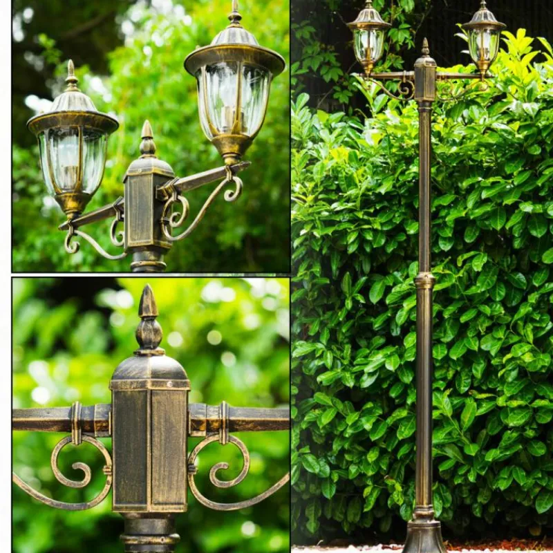 Luminaires Rustiques-hofstein Réverbère Ribadeo Noir doré, 2 lumières