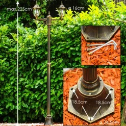 Luminaires Rustiques-hofstein Réverbère Ribadeo Noir doré, 2 lumières