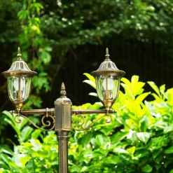 Luminaires Rustiques-hofstein Réverbère Ribadeo Noir doré, 2 lumières