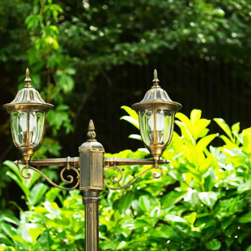 Luminaires Rustiques-hofstein Réverbère Ribadeo Noir doré, 2 lumières