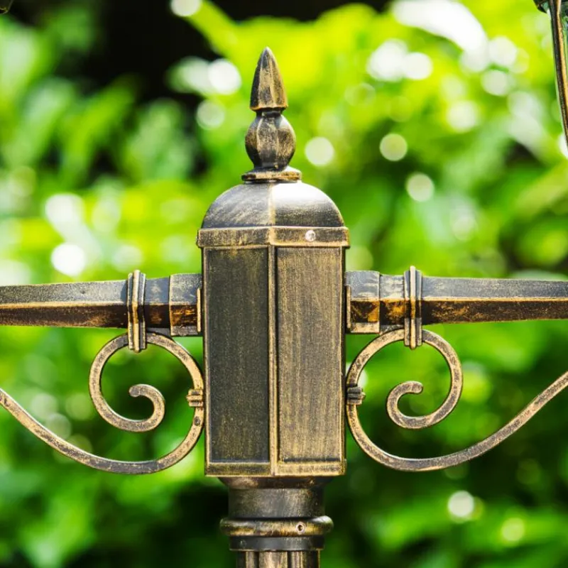 Luminaires Rustiques-hofstein Réverbère Ribadeo Noir doré, 2 lumières