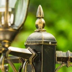 Luminaires Rustiques-hofstein Réverbère Ribadeo Noir doré, 3 lumières