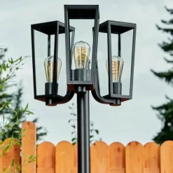 hofstein Réverbère Ruoni Noir, 3 lumières