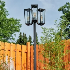 hofstein Réverbère Ruoni Noir, 3 lumières