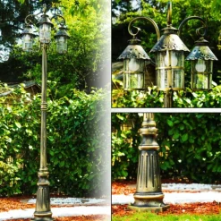 Luminaires Rustiques-hofstein Réverbère Tolep Noir doré, 3 lumières