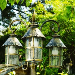 Luminaires Rustiques-hofstein Réverbère Tolep Noir doré, 3 lumières