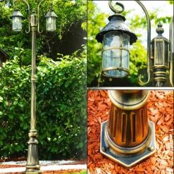 Luminaires Rustiques-hofstein Réverbère Tolep Noir doré, 2 lumières