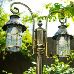 Luminaires Rustiques-hofstein Réverbère Tolep Noir doré, 2 lumières