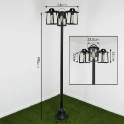 hofstein Réverbère Trosa Noir, 3 lumières