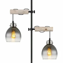 Suspension Verre Fumé-Luminaires Globo Lighting Ryan Lampadaire Écru, Noir, 2 lumières