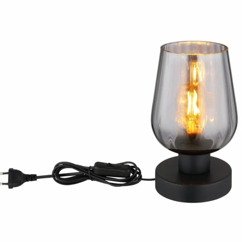 Suspension Verre Fumé-Luminaires Globo Lighting Ryan Lampe à poser Noir, 1 lumière