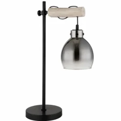 Suspension Verre Fumé-Luminaires Globo Lighting Ryan Lampe à poser Écru, Noir, 1 lumière