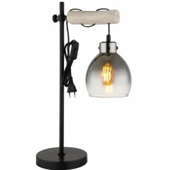 Suspension Verre Fumé-Luminaires Globo Lighting Ryan Lampe à poser Écru, Noir, 1 lumière