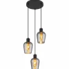 Suspension Verre Fumé-Luminaires Globo Lighting Ryan Suspension Noir, 3 lumières