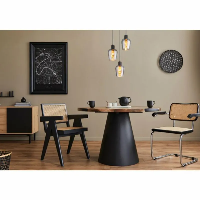 Suspension Verre Fumé-Luminaires Globo Lighting Ryan Suspension Noir, 3 lumières