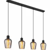 Suspension Verre Fumé-Luminaires Globo Lighting Ryan Suspension Noir, 4 lumières