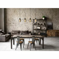 Suspension Verre Fumé-Luminaires Globo Lighting Ryan Suspension Noir, 4 lumières