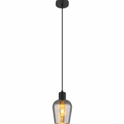 Suspension Verre Fumé-Luminaires Globo Lighting Ryan Suspension Noir, 1 lumière